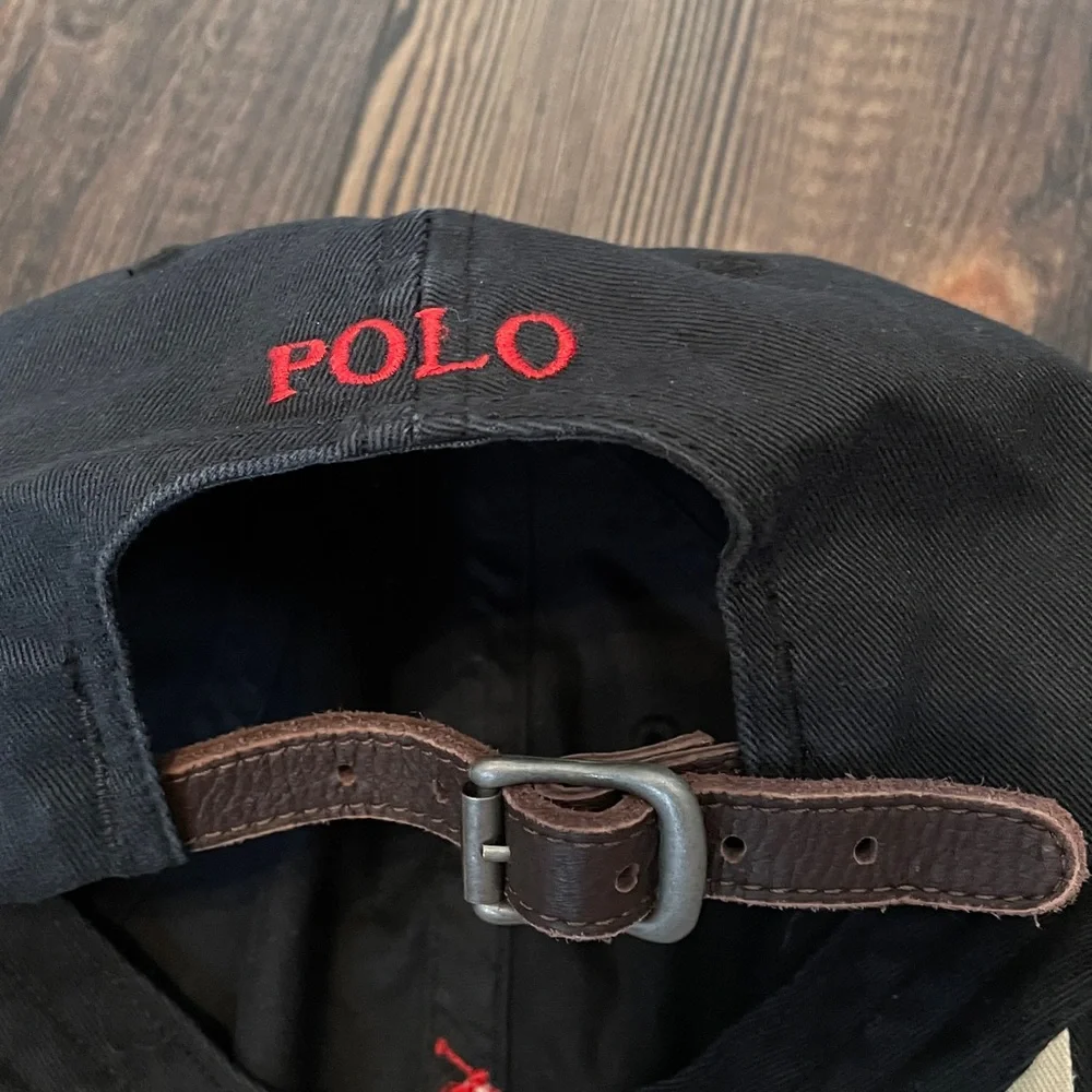 Vintage Polo Ralph Lauren Hat Baseball Cap Adjustable Brown Leather Strap - Picture 2 of 4
